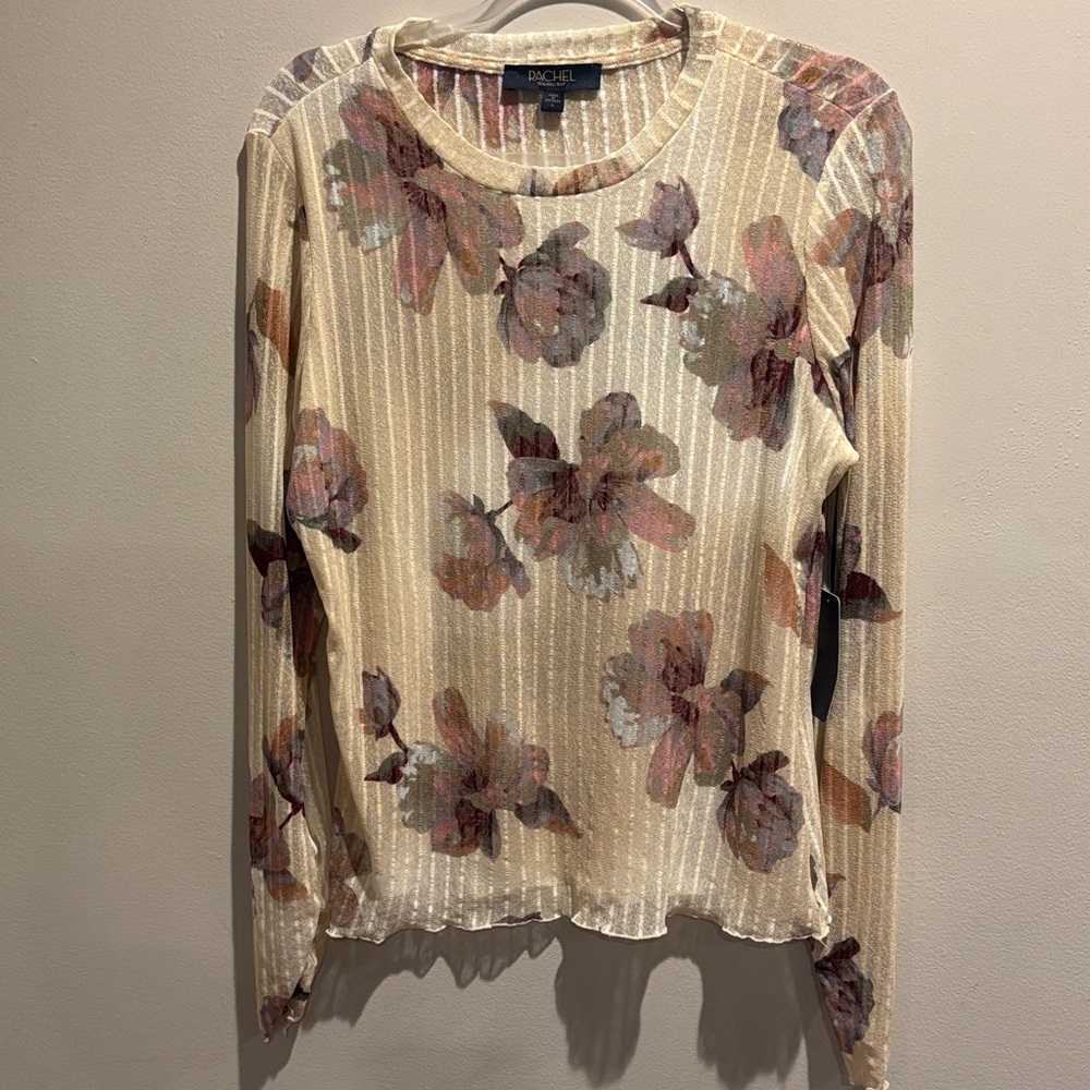 Rachel Floral Cream Long-Sleeve Ribbed Tee - Picture 7 of 8